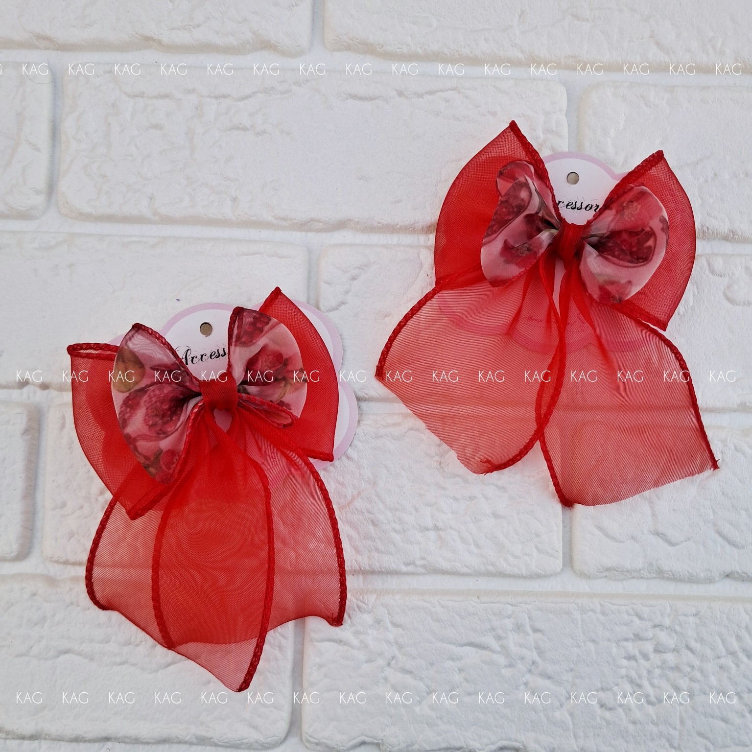 گیره سر پاپیون حریر طرح انار یلدایی